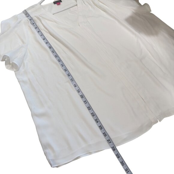 Vince Camuto Womens White V-Neck Blouse With Flutter Sleeves Size 3X Polyester - Picture 11 of 13